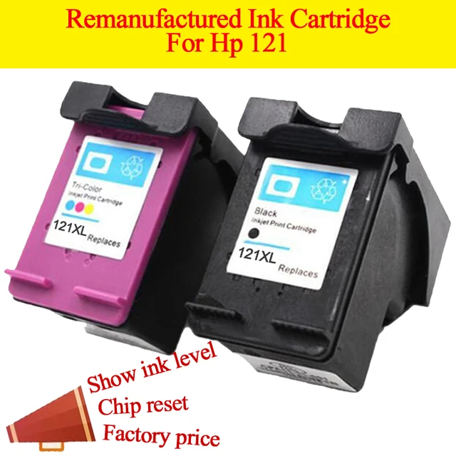 GN 2pk 121XL refilled ink replacement for hp 121 XL cartridge for Deskjet D2563 F4283 F2423