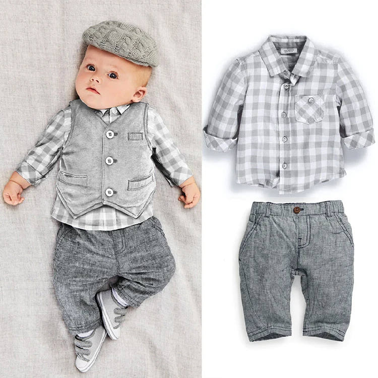 Baby boys clothing set conjuntos para bebes 3pcs suit gentleman baby