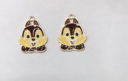 C 50 шт мультфильм аниме chipmunk голова металла шарма Подвески самодельные Ювелирные Изготовление - Окраска металла: C