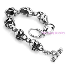 Панк серебро/золото череп ссылка браслет цепочка на руку литье 316L нержавеющая сталь мужские ювелирные изделия