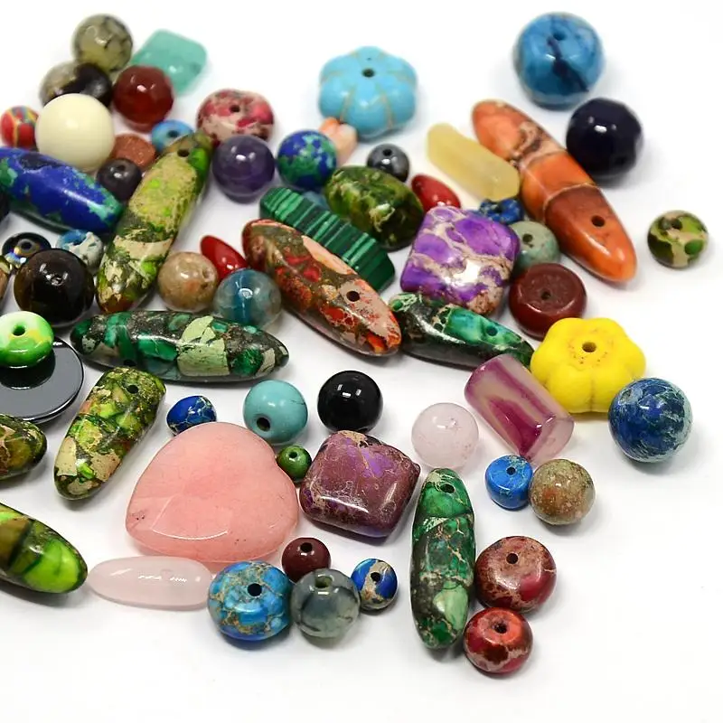 mixed shapes stone beads, mixed stone, 634x620.5x48mm, hole 12mm