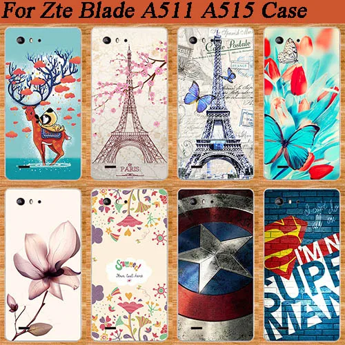 HOT ! SOFT TPU Cover For ZTE Blade A515 A511 Bright 8 Colors Case Newest Patterns Arrival Stand tpu case cover FOR a515 a511 | Мобильные