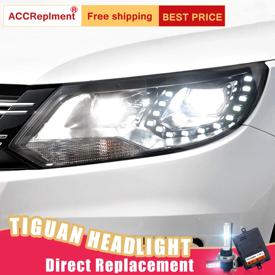 2Pcs LED Headlights For VW Tiguan 2013 2015 led car lights Angel eyes