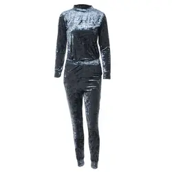 2017 самые новые женские костюм Толстовка с круглым вырезом топ с длинными рукавами + брюки 2 шт. комплекты
