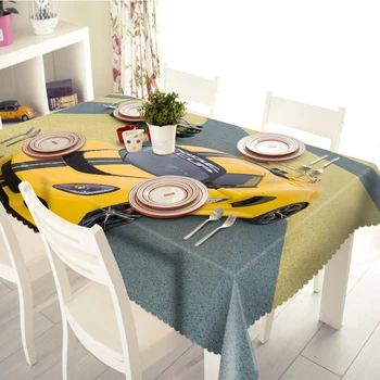 

Cartoon Bumblebee Sports Car Printed 3d Tablecloth Thicken Polyester Waterproof Rectangular&Round Table cloth Restaurant Textile