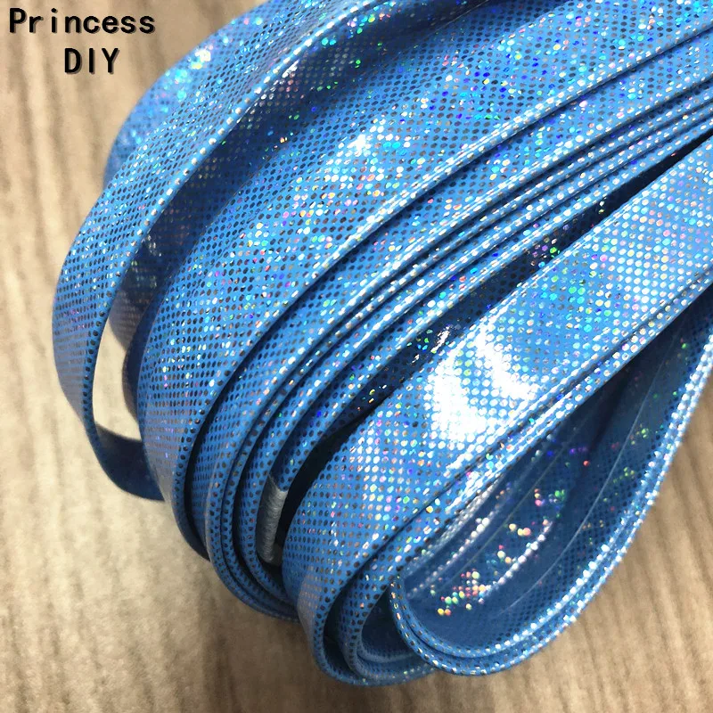 

5M/Lot Jewelry Making Findings 10mm Blue PU Glitter Ribbon Cord Leather Rope Bias DIY key Chain Bracelet Chocker Necklace Craft