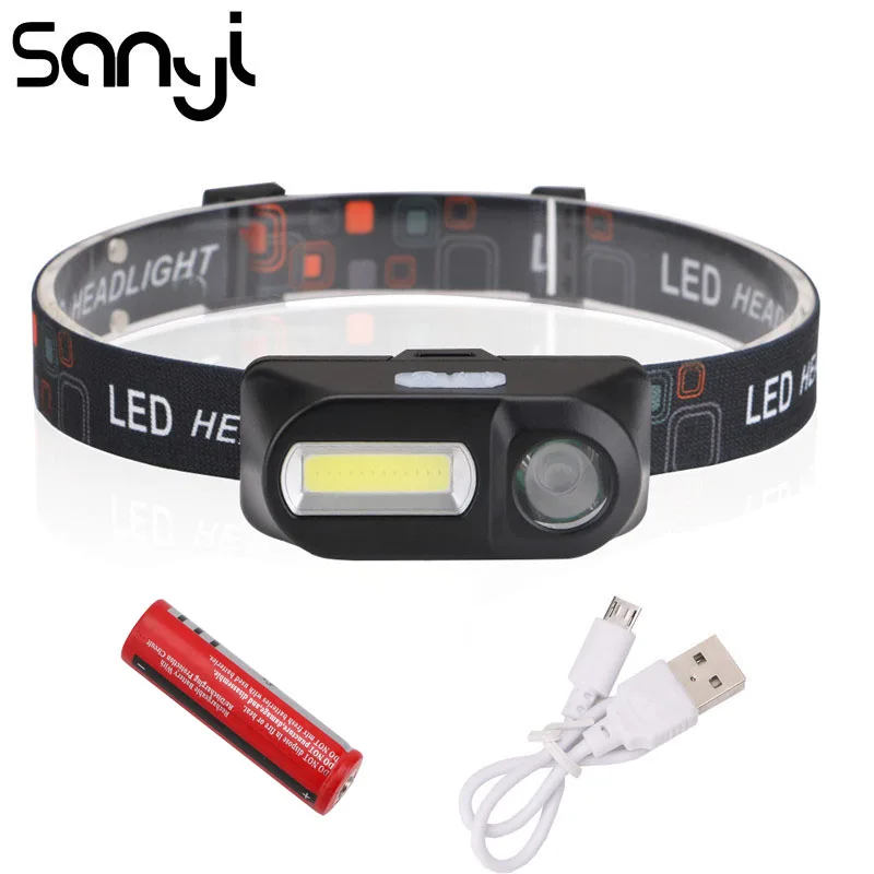 

SANYI 3800 LM Head Lamp Torch COB XPE USB Rechargeable Flashlight Head 7 Modes Headlight Powered By 18650 Battery