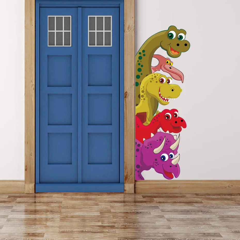 Details about   Funny Probe Dinosaur Behind the door Room Decor Wall Decals Stickers Children