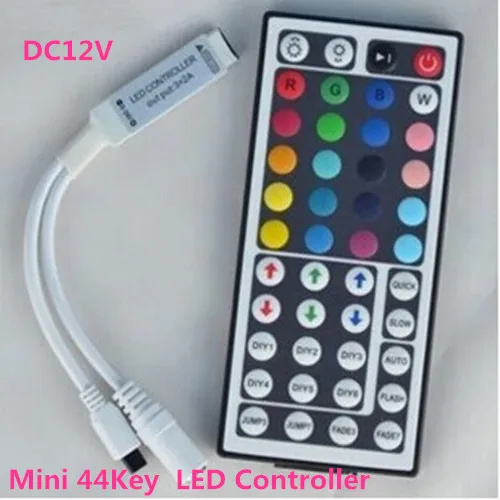 

Wholesale 50pcs DC12V Mini 44Key RGB LED IR Remote Controller For 3528 & 5050 Strip Light