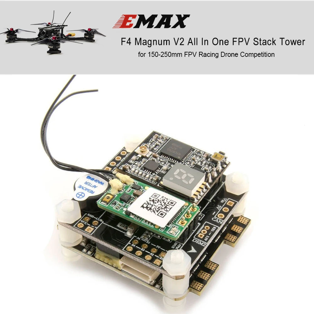 

EMAX FPV Drone Stack Tower System With F4 Flight Controller 4 In 1 BLHeli-S Bullet 30A ESC VTX FrSky XM+ Receiver And Antenna