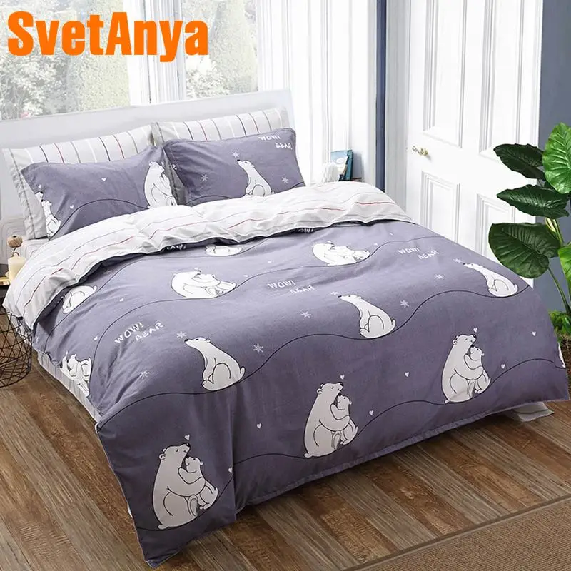 

Svetanya 2019 Bear child bedding sets microfiber sheet pillowcase Blanket Cover