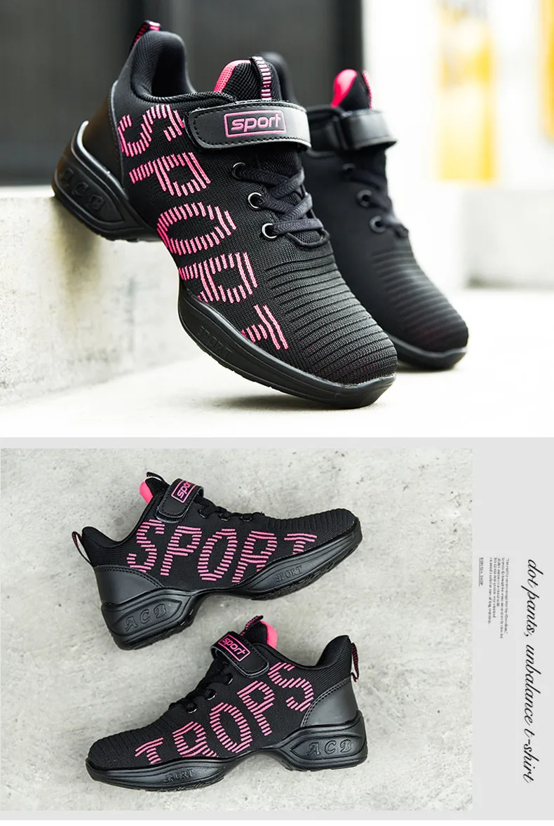 Kids sneakers For Girls Dance shoes children's aerobics shoes soft bottom fitness sports shoes Jazz Modern square dance shoes (9)