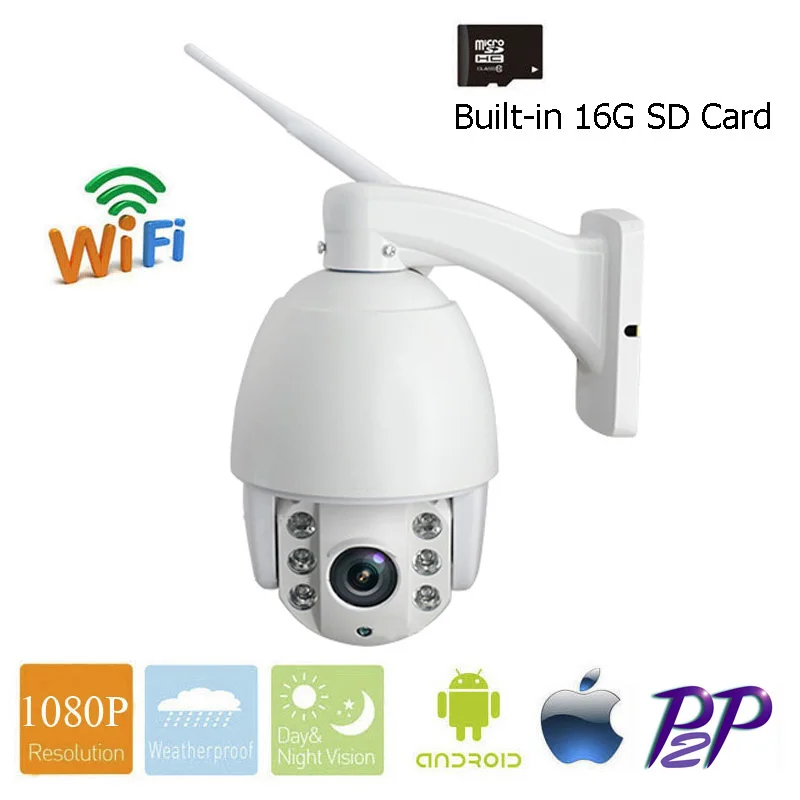 

Wifi Outdoor Full HD 2.0MP 1080p 5x Optical Zoom Wireless PTZ P2P Plug & Play Outdoor Waterproof IP Camera CCTV Security System