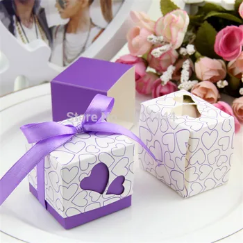 

50pcs 7X7X7CM Double Heart Wedding Events Gift Box/ Wedding Party Gift/ Invitation for Wedding Party Decorations