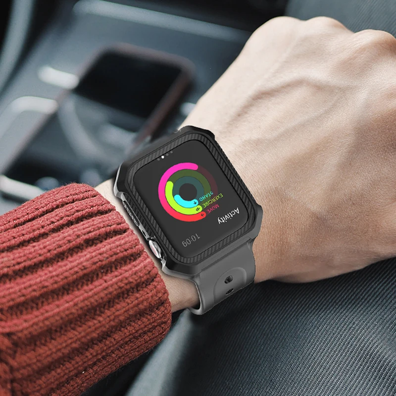 Laforuta для Apple Watch Band 44 мм 40 мягкий силиконовый спортивный ремешок с защитным чехлом