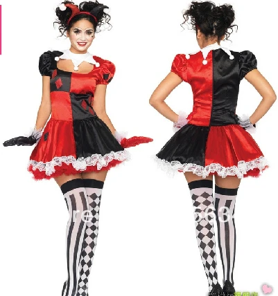 Бесплатная доставка Дамский наряд в стиле 80 х с изображением клоуна BW|costume fancy