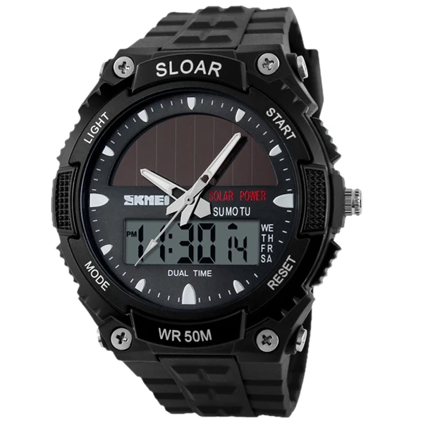 Мужские часы на солнечной батарее,, Кварцевые водонепроницаемые наручные часы для мужчин и мальчиков, Модные Военные спортивные часы, Relogio Masculino Reloj - Цвет: M3009B