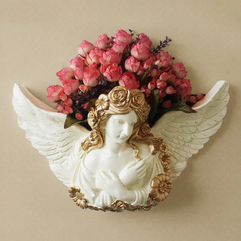 

European style creative home decoration ancient Greek Angel Art Statue corridor wall wall soft decorative flower pot Pendant