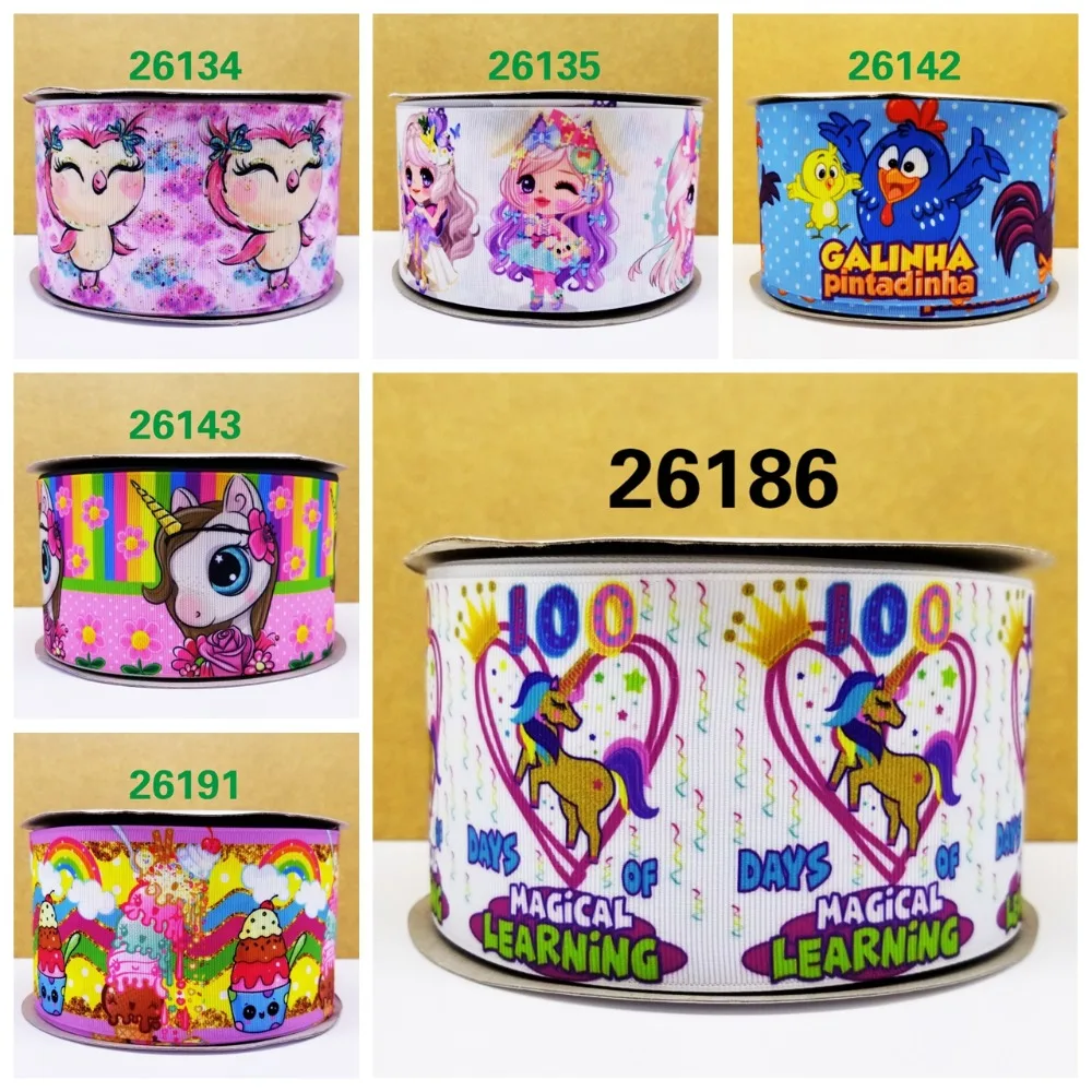 

Cartoon printed grosgrain ribbon ,satin ribbon 10 yards . 26134-