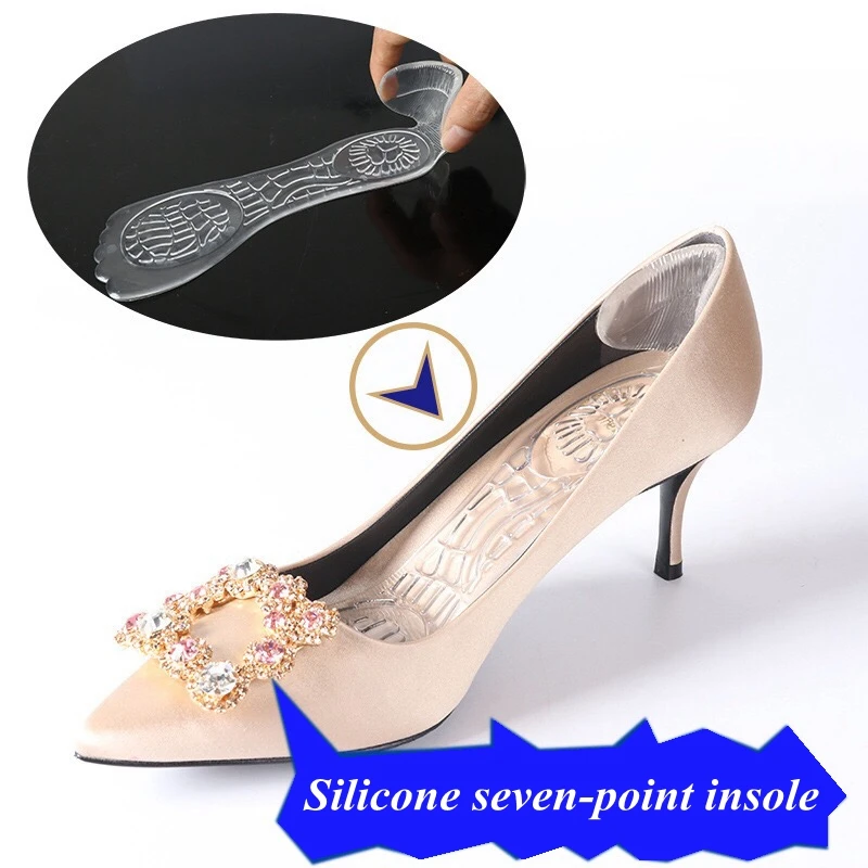 

1Pair T-shaped Invisible Silicone Women High Heels Arched Support Insert Insole Seven Points Pad Two In One Insoles QD-1