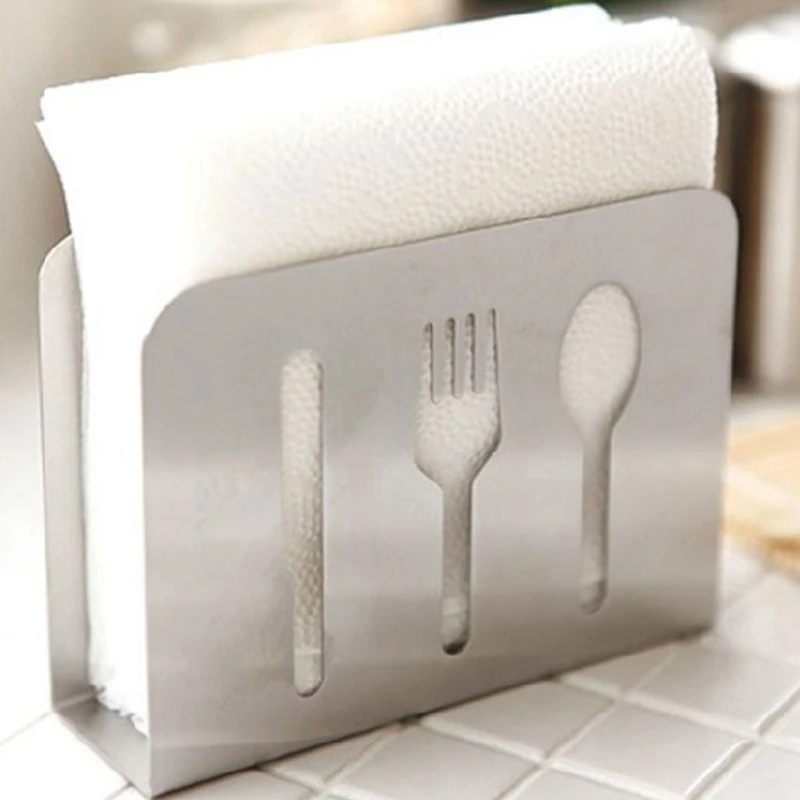 

Stainless Steel Napkin Rack Box Tissue Holder Cutlery Floral Hollow-Out Design
