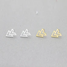 GORGEOUS TALE 10 Pair Geometric Double Triangle Stud Earrings Silver Color Stainless Steel Arrow Pose Earing Women Jewelry