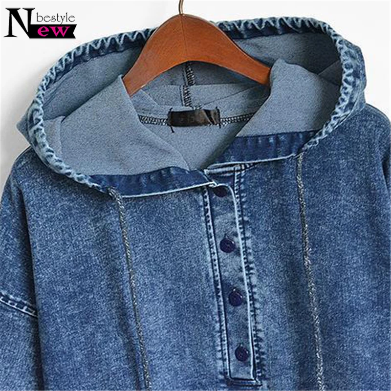 2019 New Women Denim Dress Casual Loose Denim Dresses Pockets Long Dress Cowboy Women Hooded Jeans Dress Plus Size Dropshipping