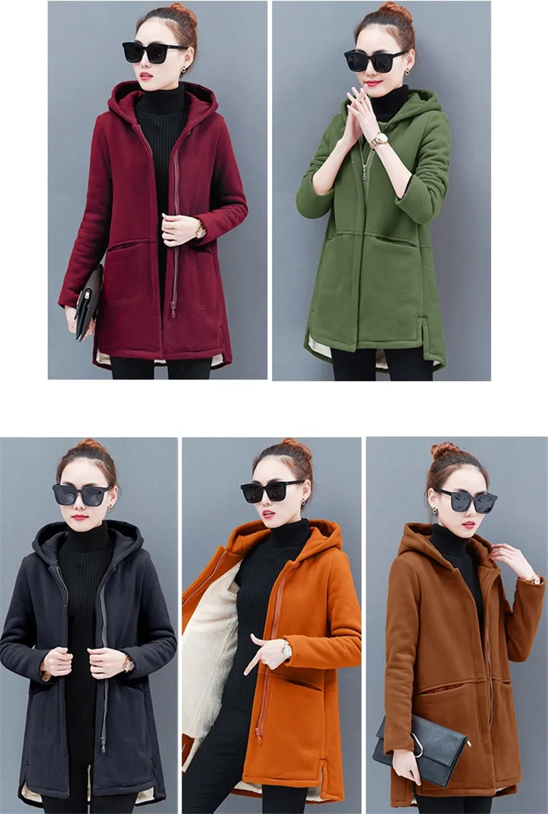 Новинка, осенняя утолщенная Вельветовая куртка для женщин, длинный рукав, свободный капюшон, длинное весеннее пальто, Feminino Abrigos Mujer, верхняя одежда L27