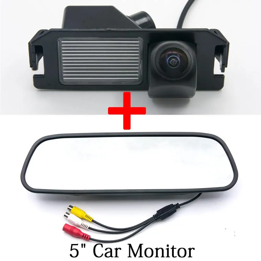 Рыбий глаз 1080 P CCD Starlight камера заднего парковочного монитора для Kia Soul Hyundai Rohens Solaris Genesis Coupe I30 - Название цвета: Camera 5 inch Mirror