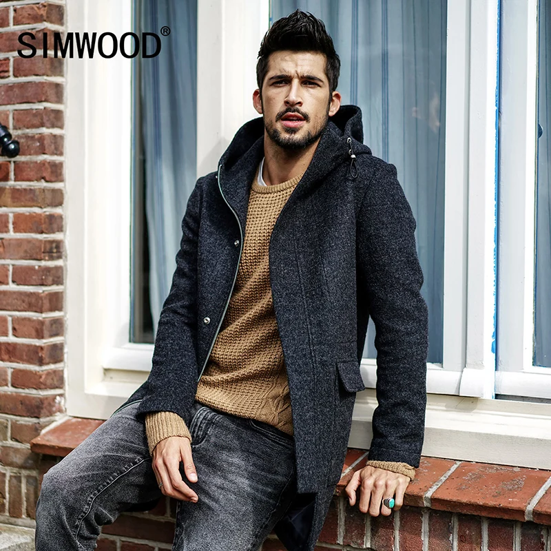 Buy SIMWOOD Men Winter Jackets Wool Men Longer Section