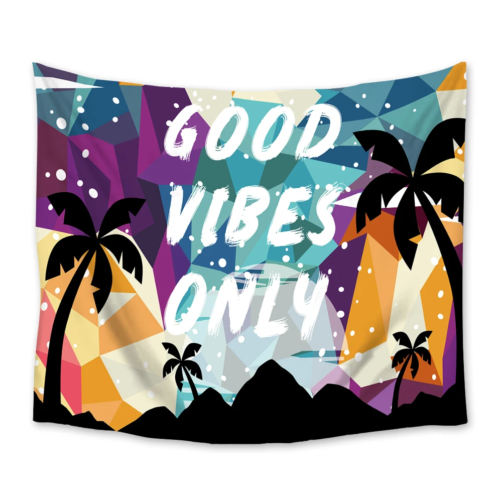 Гобелен с принтом Good Vibes Настенный декор для гостиной спальни | Дом и сад