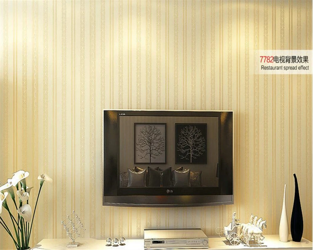 

Beibehang Simple modern hook flower striped wallpaper living room bedside background wall paper home decoration wallpaper roll