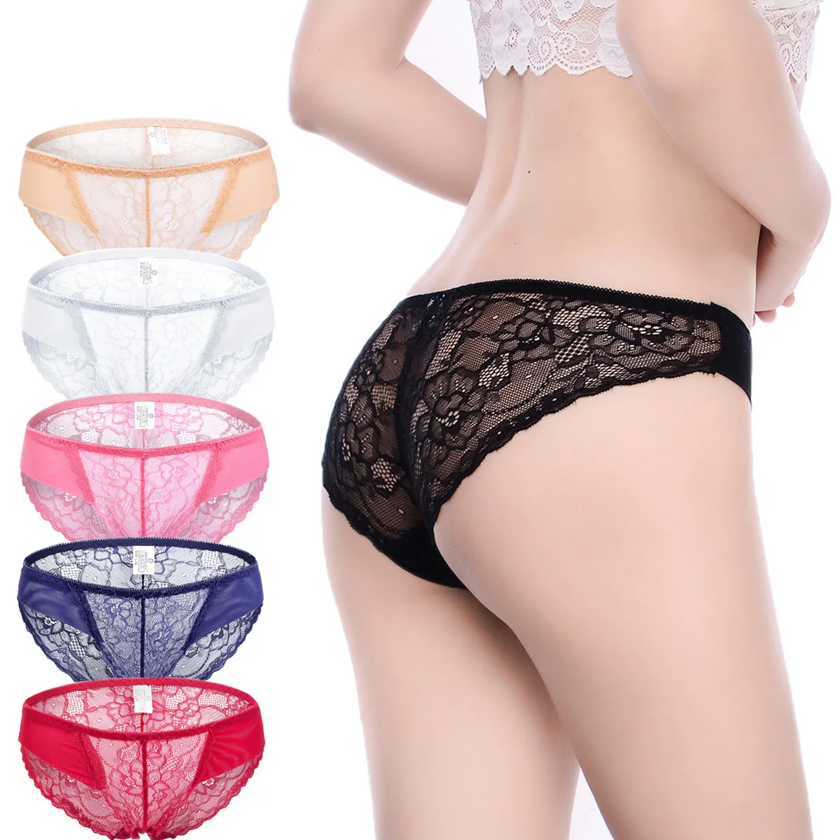

Innsly 3 Pieces/Pack Panties Women Sexy Briefs Hollow Underwear Female Briefs Lace Soft Cotton Crotch Female Panties Set