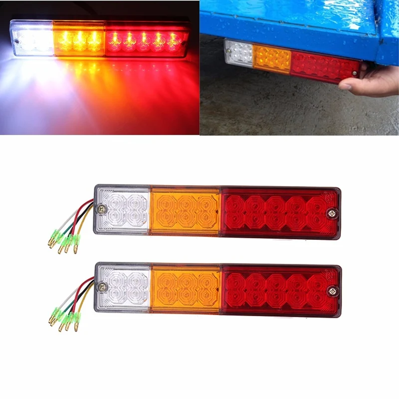 

2PCS 12V ABS ATV Trailer Truck Tail Light 1 Piece Black Metal Iron Waterproof License Number Plate Light Lamp