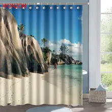 WONZOM Beach Shower Curtain Fabric Bathroom Decor Island Decoration Cortina De Bano Polyester Rock Hole Bath Curtain With Hooks WONZOM Beach Shower Curtain Fabric Bathroom Decor Island Decoration Cortina De Bano Polyester Rock Hole Bath Curtain With Hooks