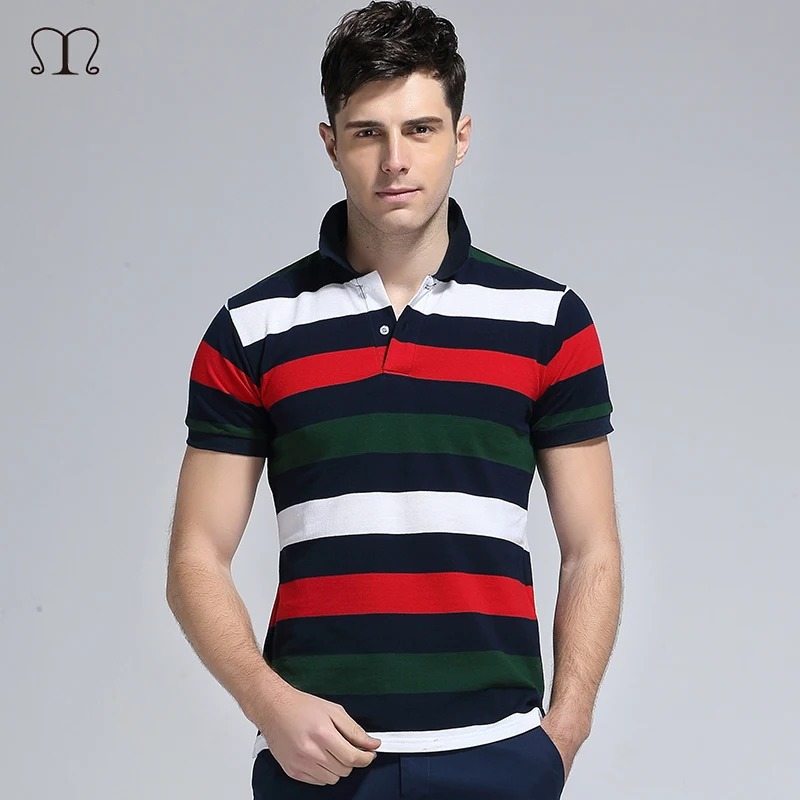2017 100 Cotton Tops&Tees Men's Striped Polo Shirts Fashion Style