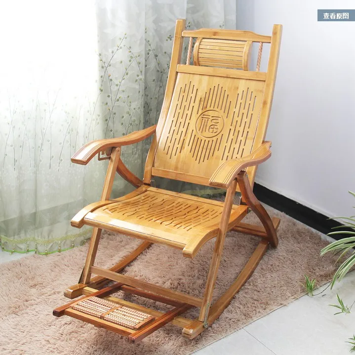 Folding bamboo chair Bamboo rocking siesta lounge recliner lazy leisure