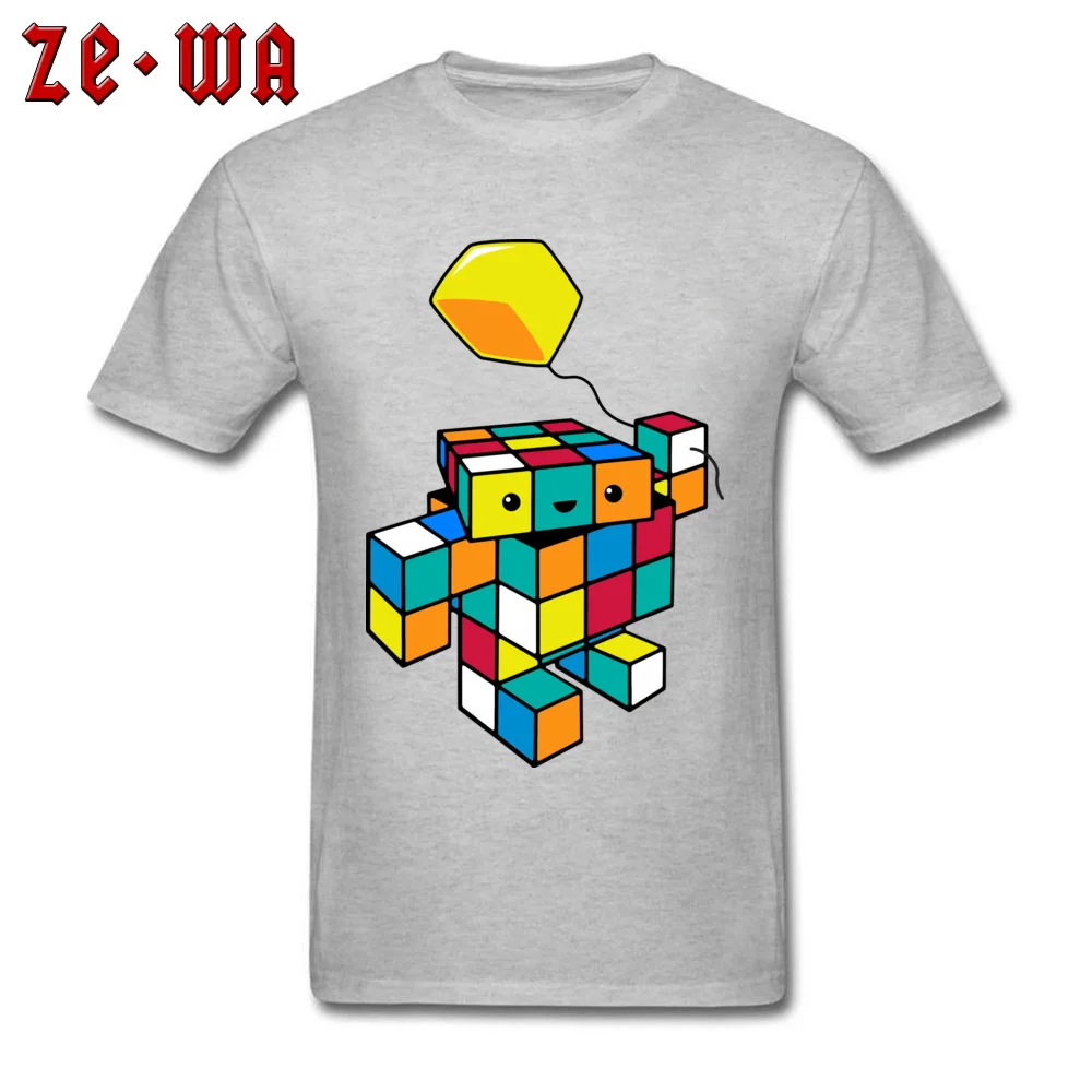CUBE WITH A CUBE Cool T-shirts for Men 100% Cotton Lovers Day Tops & Tees Custom Tops Tees Short Sleeve Family O-Neck CUBE WITH A CUBE grey