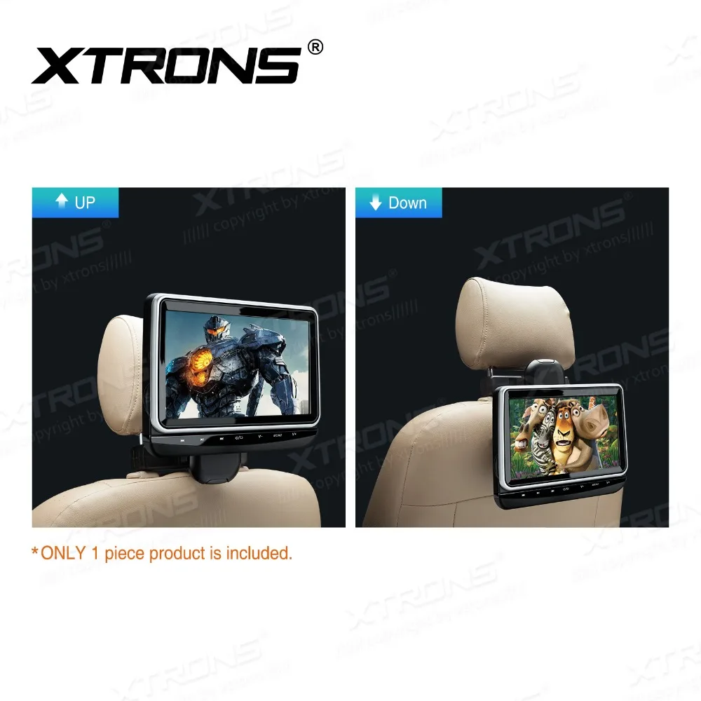 

XTRONS 1pc Monitor 10.1" Rotatable Car Clip-On Headrest DVD Player HDMI Game FM IR-TX USB SD AV IN Out+1 headphones