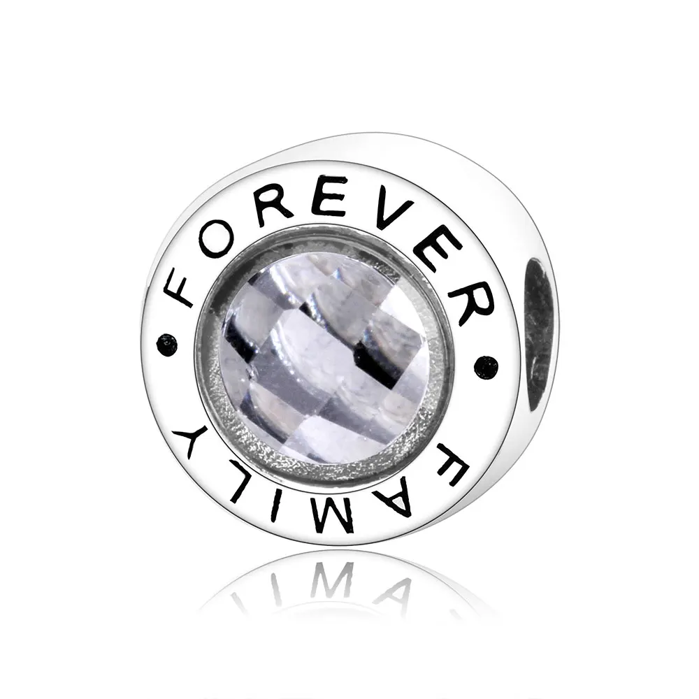

Fit Original Pandora Charm Bracelet 925 Sterling Silver Forever Family Round Charm Bead Women Gift Fashion Jewelry DIY Berloque