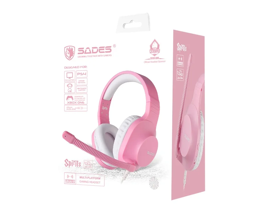 SADES spirts игровая гарнитура геймерские наушники для ПК/ноутбука/PS4/xbox ONE( версия)/Мобильный/VR розовый