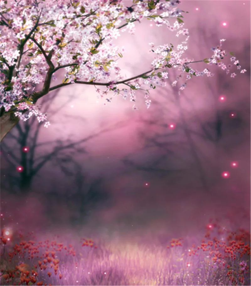 

6.5x10ft Gothic Style White Flower Three Bright Moonlight Scenic Photography Backdrops Digital Printed Custom Backgrounds