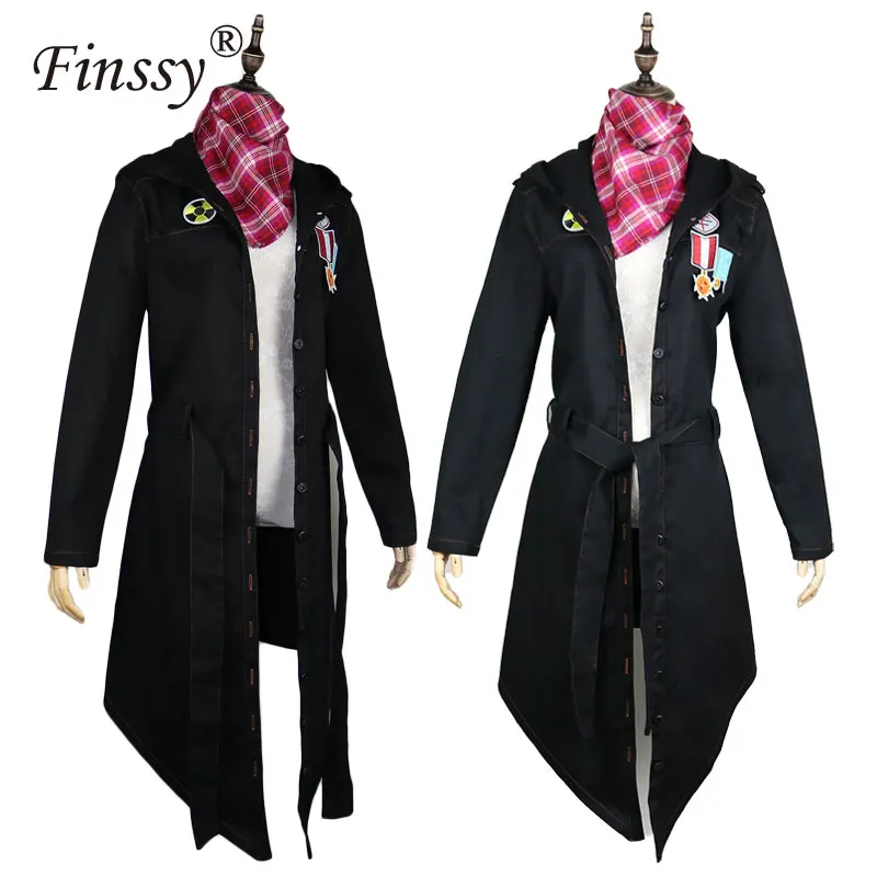  Funny Fashion For Game PUBG Winner Cosplay Trench Coat Black Print Button hooded Jacket Cloak New C