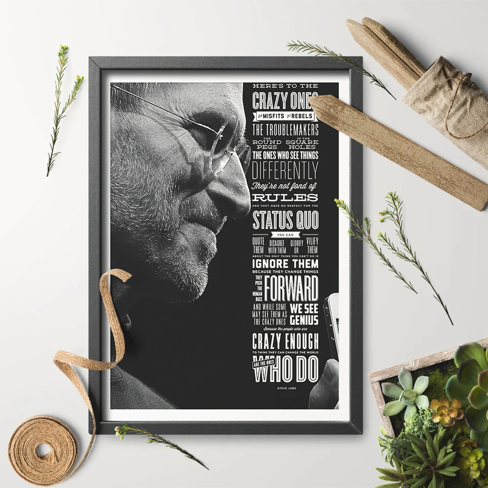 

Steve Jobs Art Print Wall Art Here Is To The Crazy Ones Quote Think different Print Poster Canvas Painting No Frame Home Decor