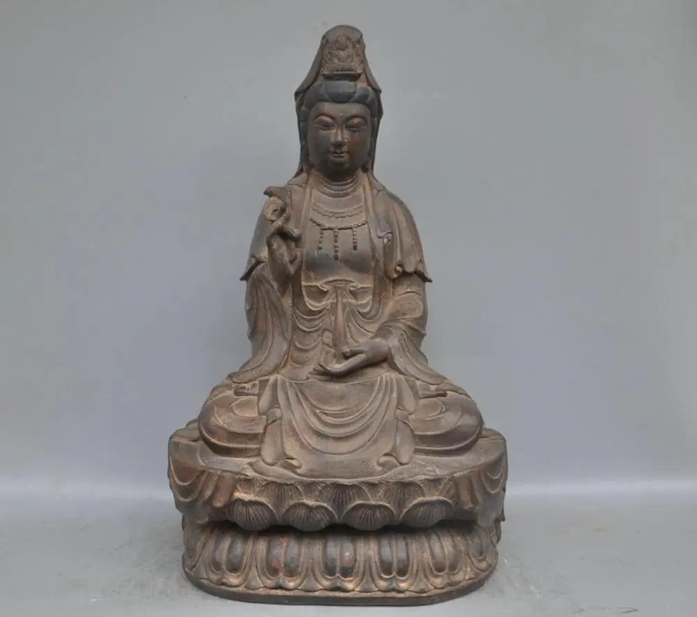 

15" China Tibet Guanyin Kwan-yin Buddhism Buddha Bronze Copper Statue QQ EW