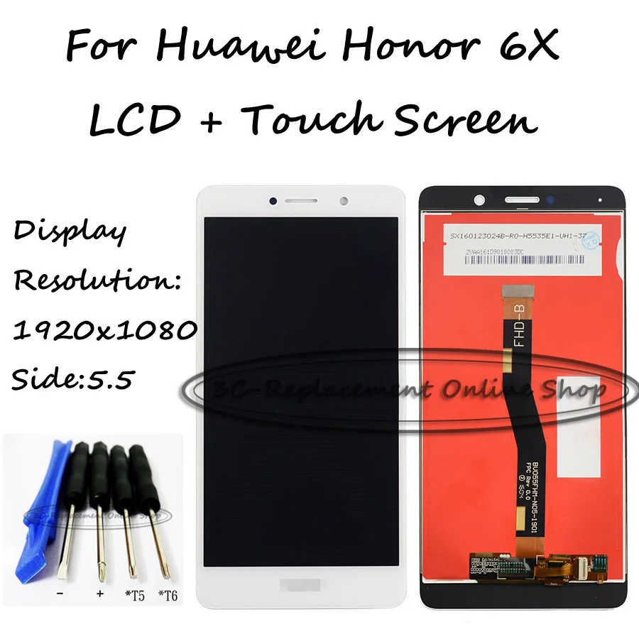 Черный/белый/золотистый для Huawei Honor 6X BLN-AL10 BLN-L24 BLN-L21 BLN-L22 ЖК-дисплей + сенсорный
