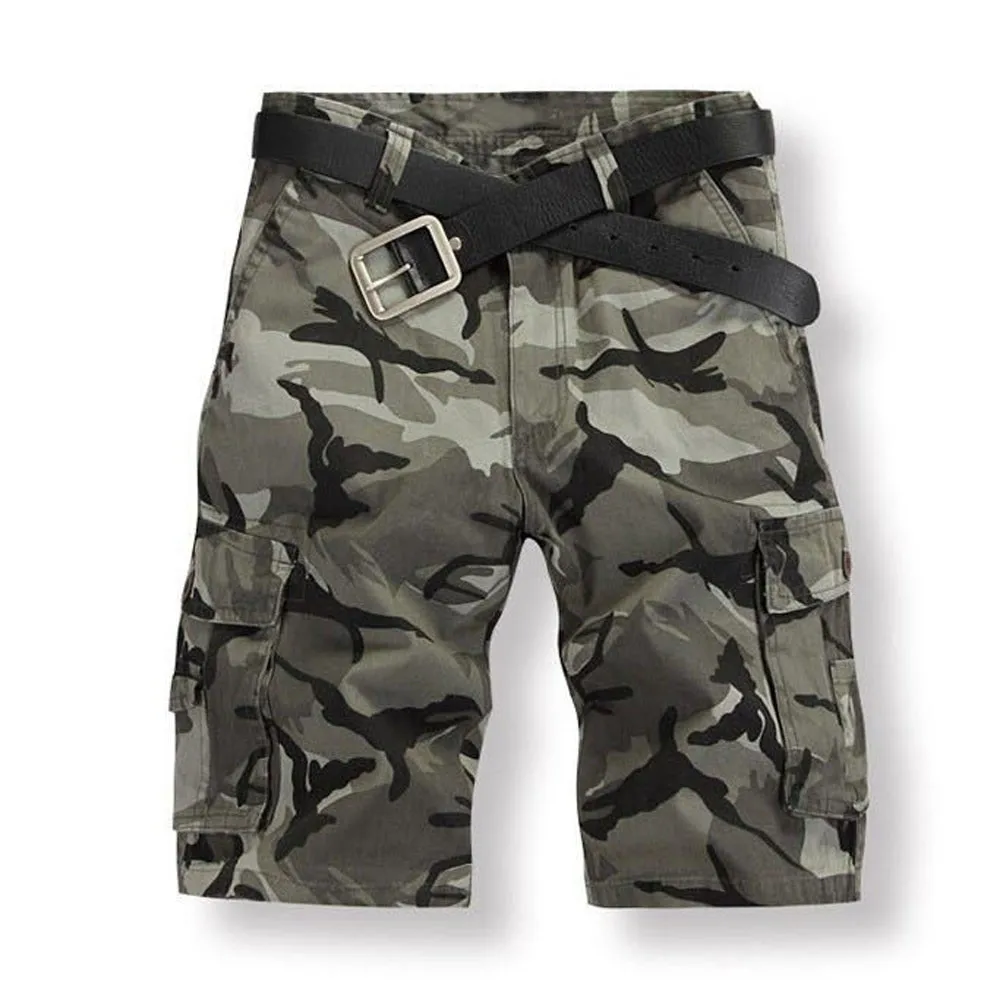 Summer Cotton Camouflage Cargo Shorts Men Outdoor Climbing Travel Fishing Sports Riding Pocket