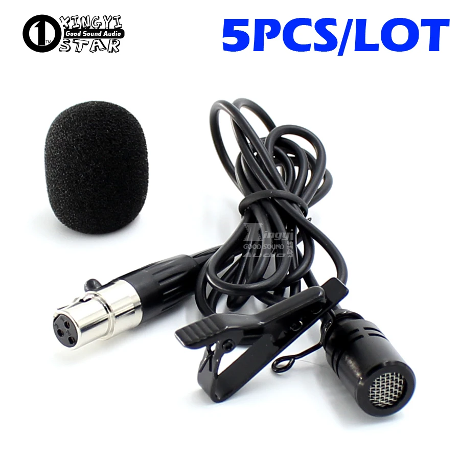5Pcs Mini XLR 3 Pin TA3F Connector Condenser Lapel Lavalier Tie Clip