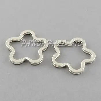 

Iron Plating Key Clasp Findings, Key Chain Flower Ring Findings, LemonChiffon, 34x34x3mm
