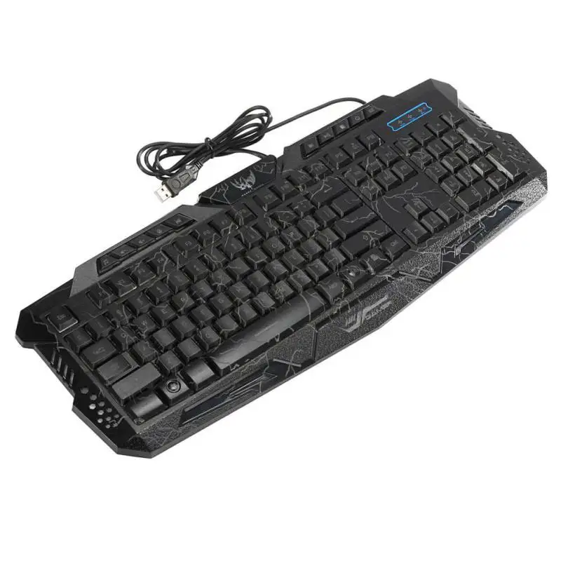 

A878 English Russian Wired Keyboard Adjustable Three-color Backlight Burst Crack Keyboard Over 5000000 Hits for Game Office hot